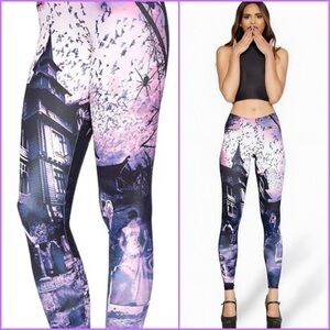 Haunted House Purple Leggings- Blackmilk